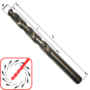 Сверла по металлу средняя серия с добавлением кобальта DIN338Co (ГОСТ 10902-77)  
